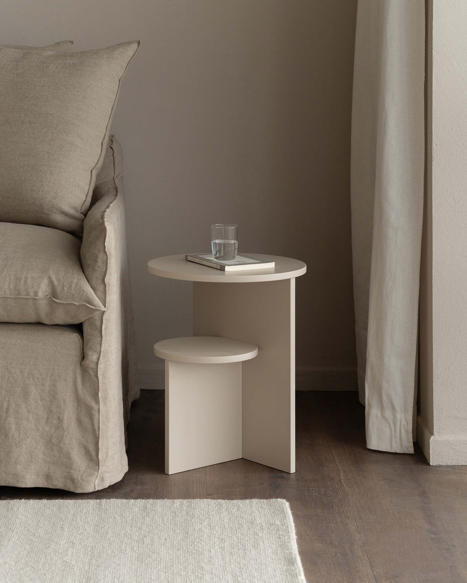 Mesa auxiliar Aura beige Ø40 cm