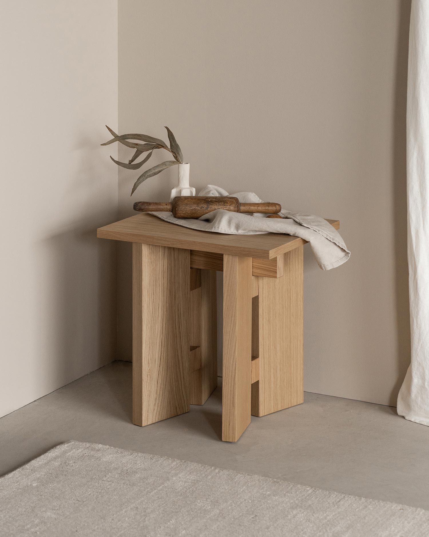 Banqueta Kyo roble natural 42 x 35 cm