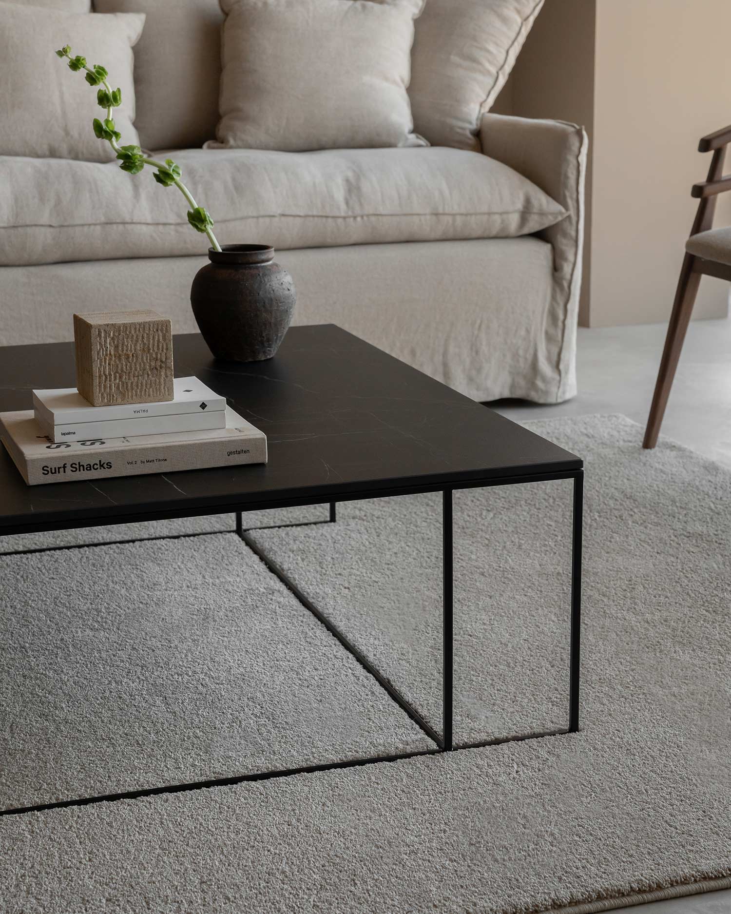 Mesa de centro Petra XL negro marquina 100 x 100 cm