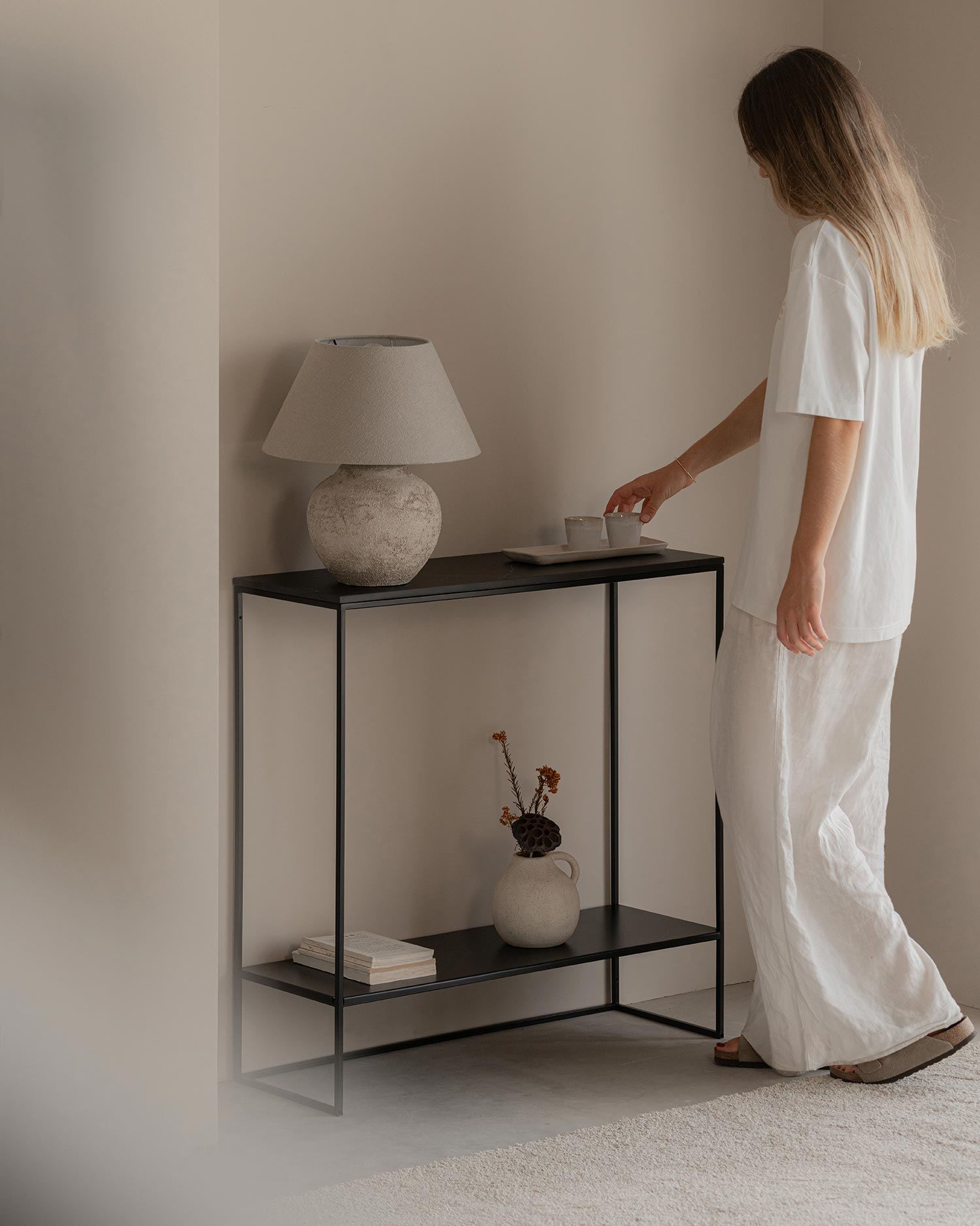 Recibidor Petra negro marquina 80 x 30 cm