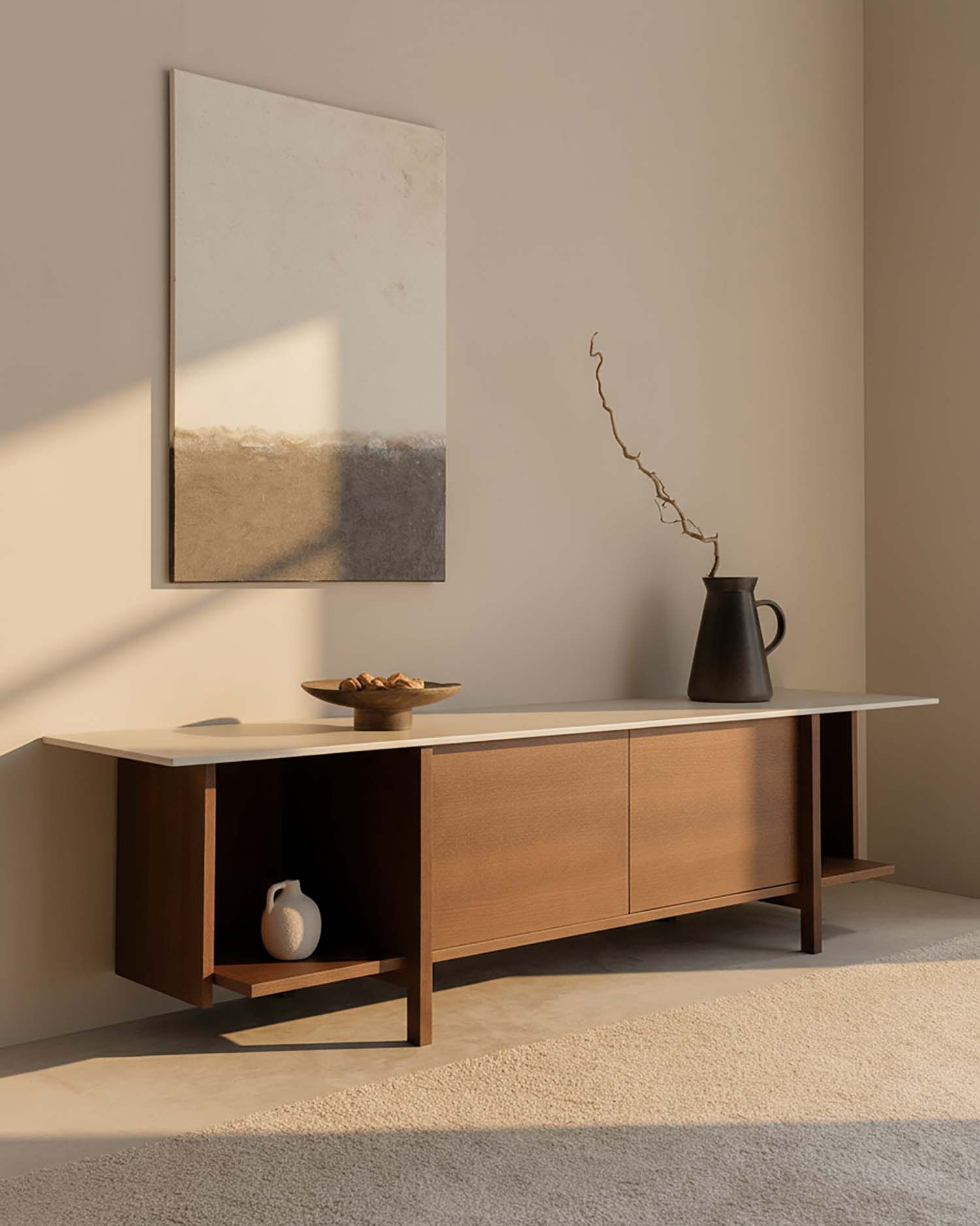 Mueble de TV Kai roble moka duna 190 x 43,5 cm